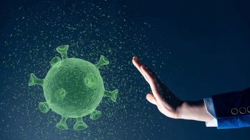 hand forbidden coronavirus,3d render